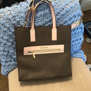 Michael Kors Pink and Brown Structured Tote